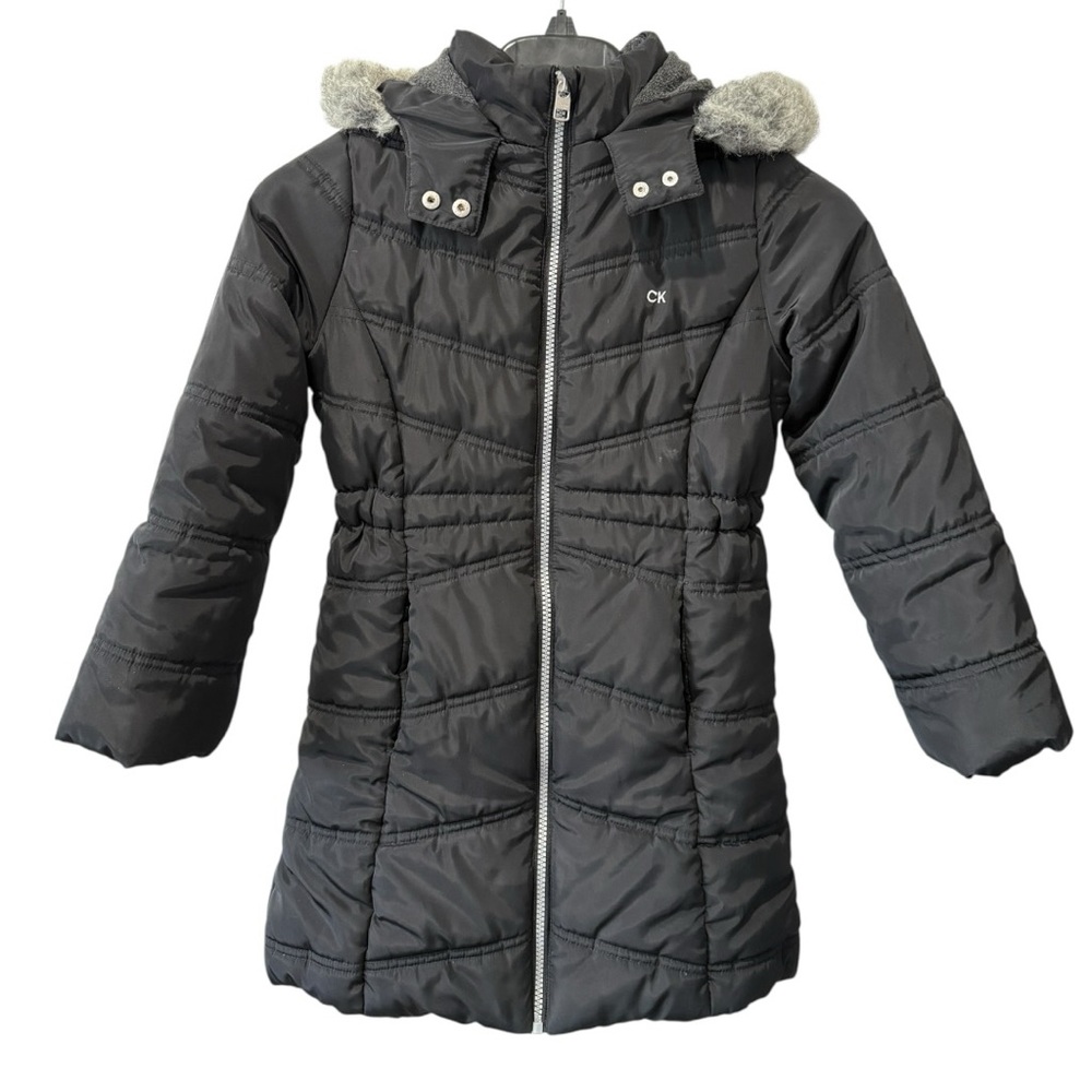 Calvin Klein Jeans Long Black Outerwear Coat - Size 6X